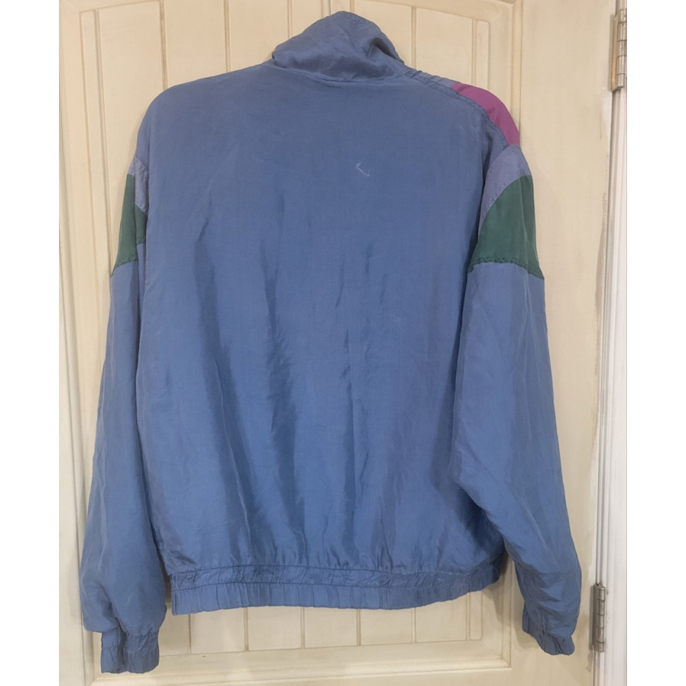 Athletic Works Washable Silk Vintage Jacket Womens Size M Blue Purple Green - Picture 4 of 4